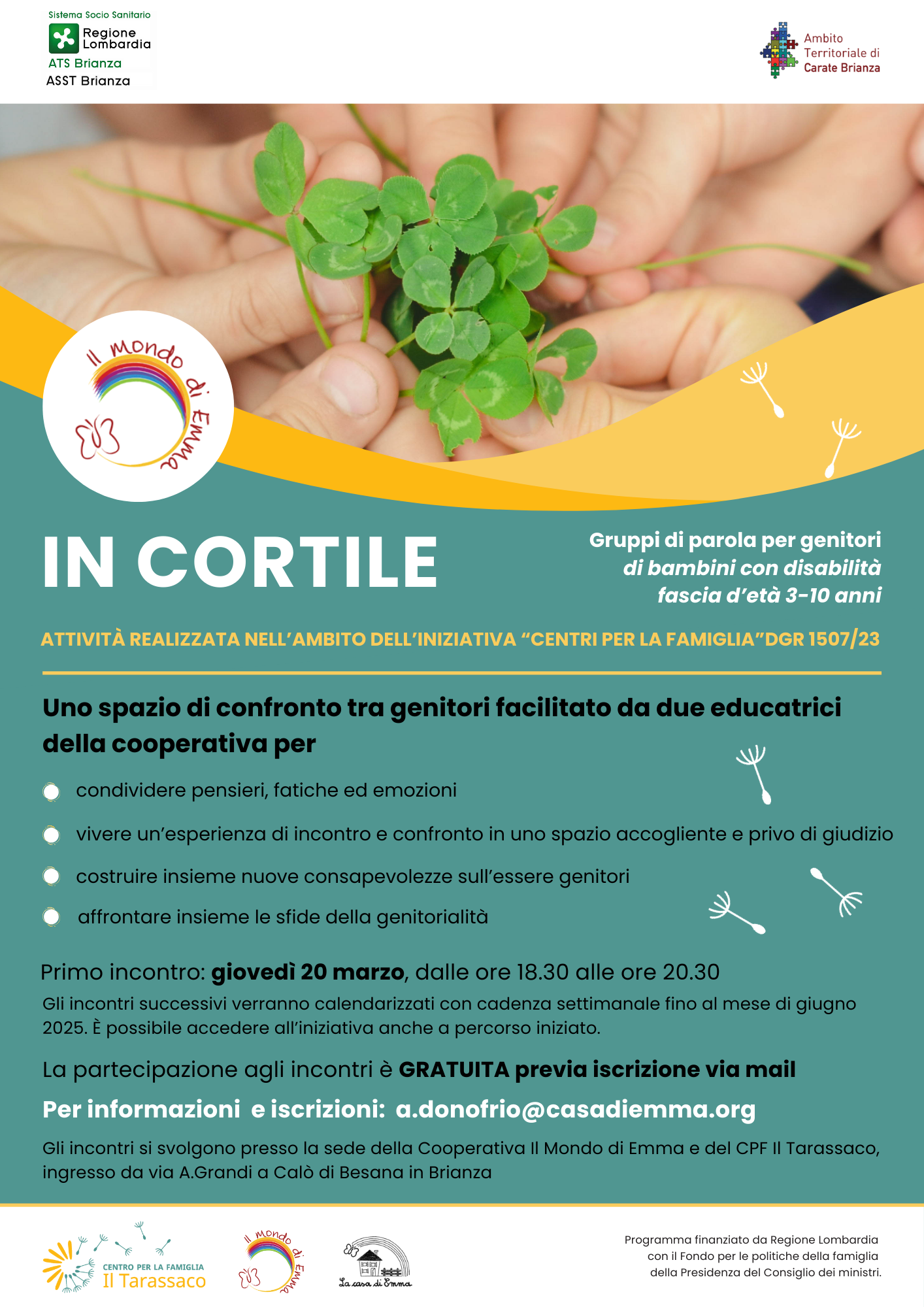 centro per la famiglia Gruppi di parola per genitori con bambini disabili 3-10 anni